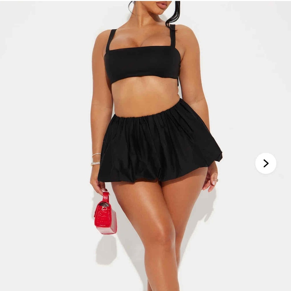Fashion Nova Black Crop Top and Skirt Ensemble